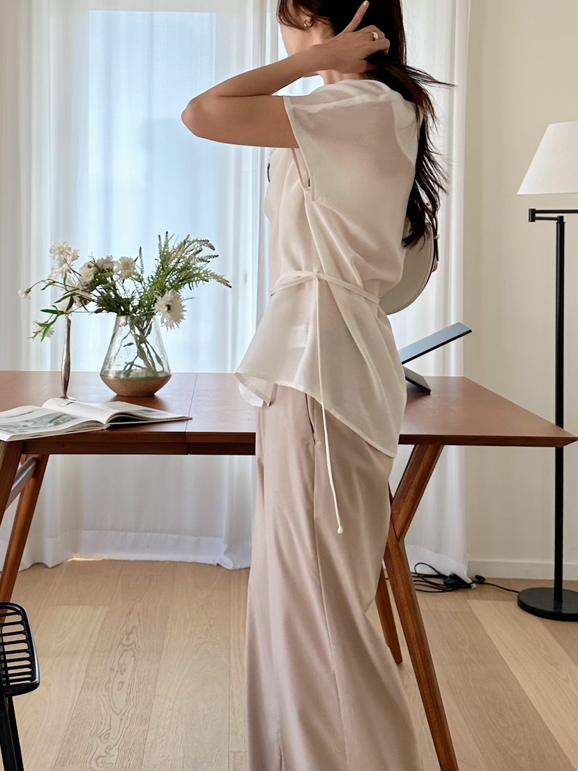 2ND GATE韓國東大門直郵女士新品人氣休閑襯衫蕾絲衫含腰帶2ND GATE襯衫/蕾絲衫