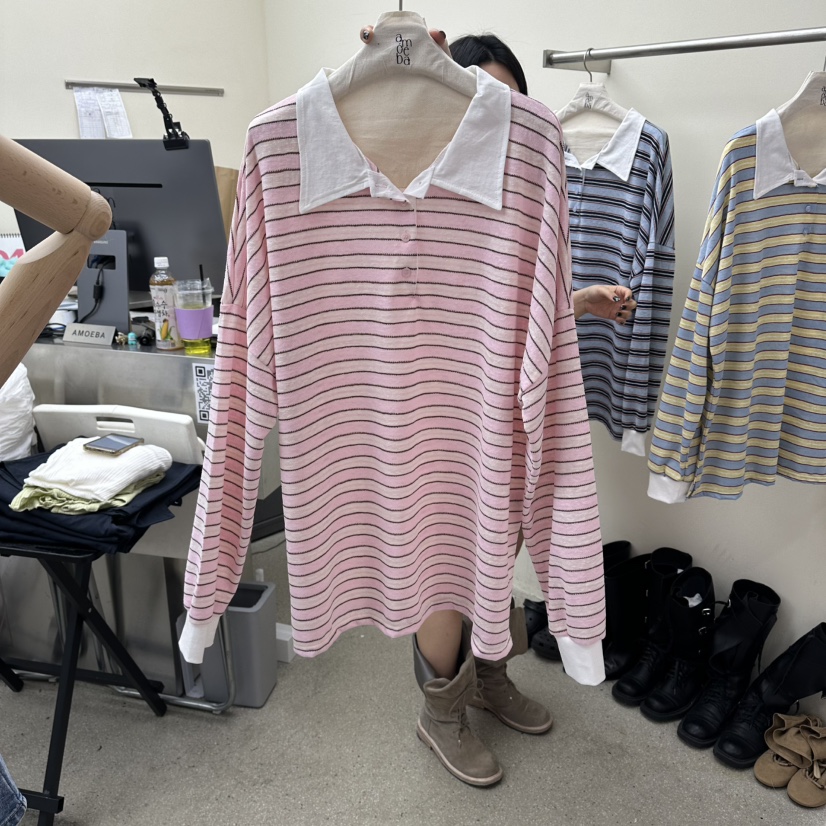 AMOEBA韓國東大門直郵女士新品人氣職業熱賣26春夏長袖T恤AMOEBA長袖T恤圖色1