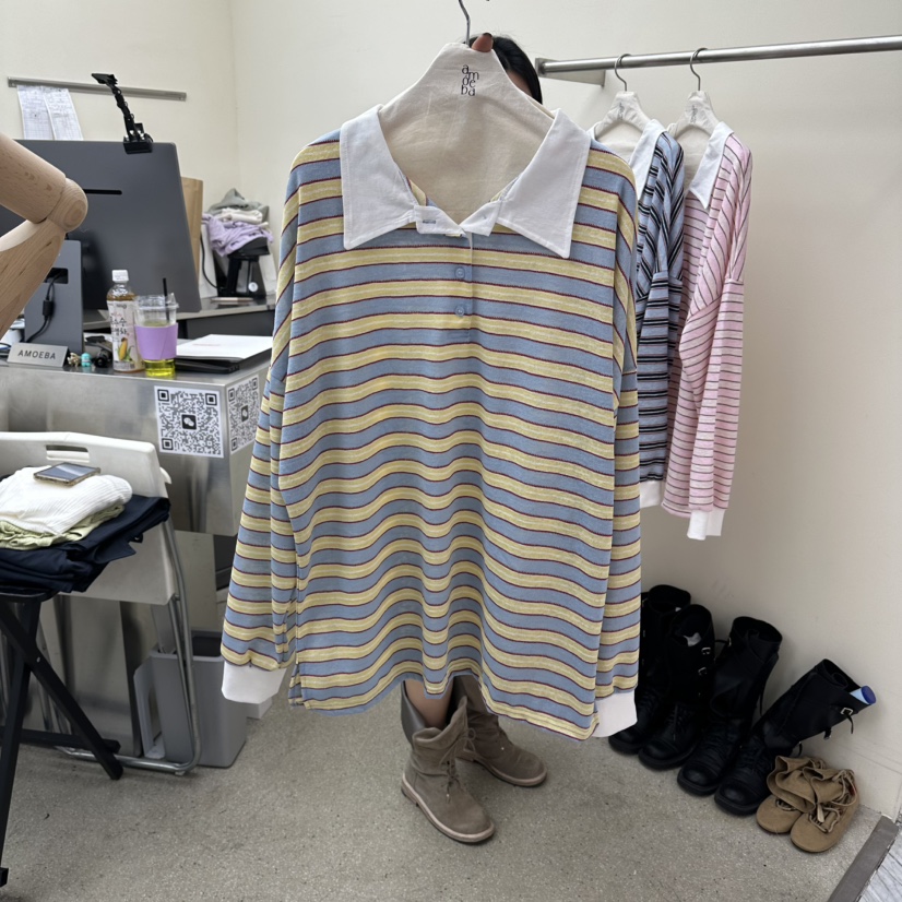 AMOEBA韓國東大門直郵女士新品人氣職業熱賣26春夏長袖T恤AMOEBA長袖T恤圖色2