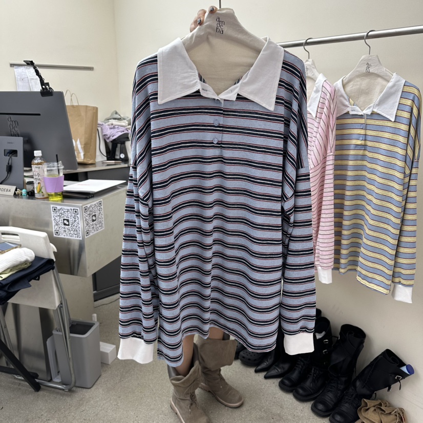 AMOEBA韓國東大門直郵女士新品人氣職業熱賣26春夏長袖T恤AMOEBA長袖T恤圖色3