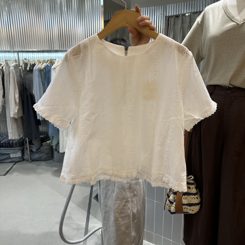 ALEGRE韓國直郵實拍女士新款職業26春夏休閑推薦襯衫蕾絲衫ALEGRE襯衫/蕾絲衫圖色1白色