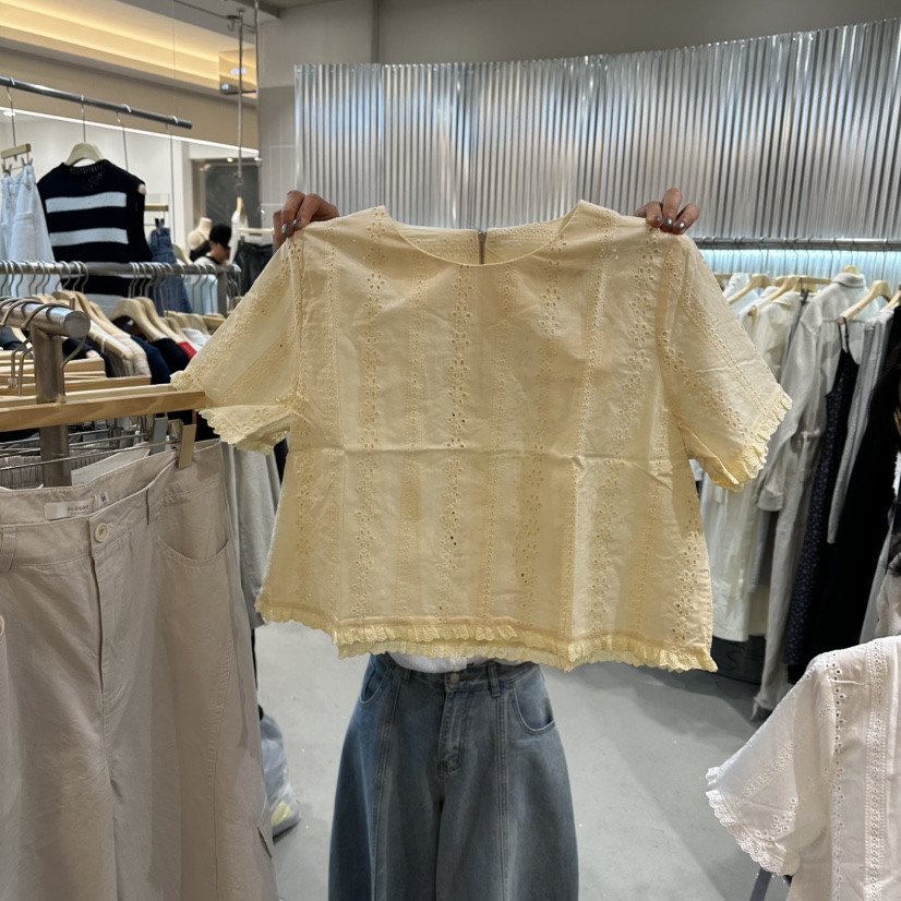 ALEGRE韓國直郵實拍女士新款職業26春夏休閑推薦襯衫蕾絲衫ALEGRE襯衫/蕾絲衫圖色2米色