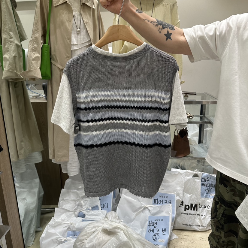 MELO韓國直郵實拍女裝新品休閑推薦26春夏熱賣針織衫假兩件MELO針織衫