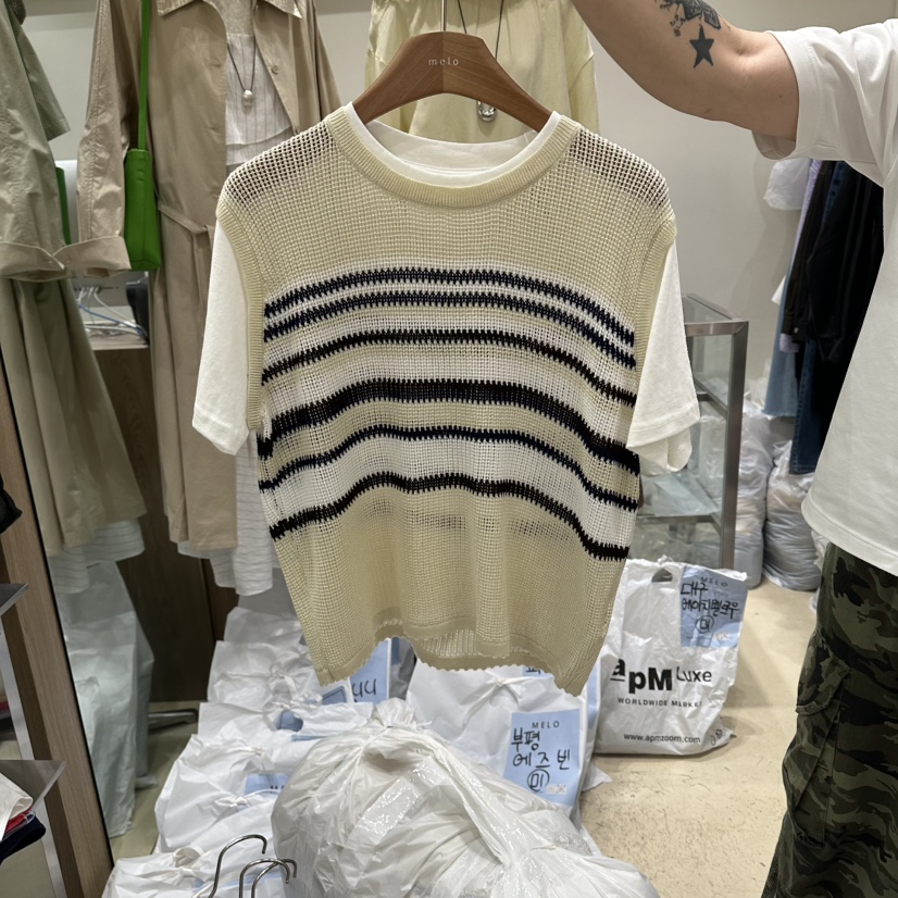 MELO韓國直郵實拍女裝新品休閑推薦26春夏熱賣針織衫假兩件MELO針織衫圖色3
