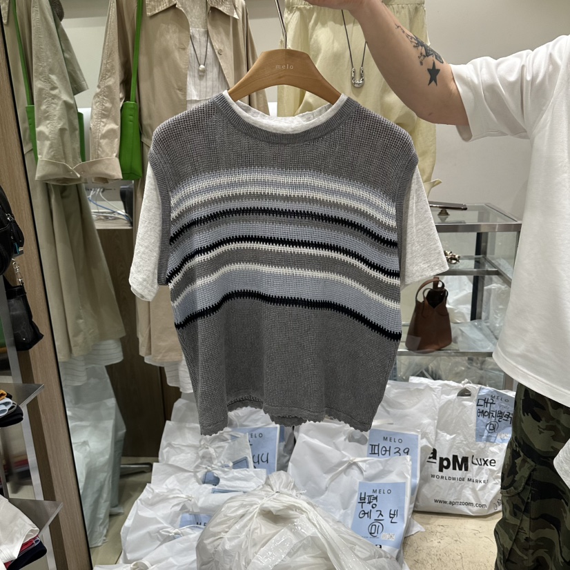 MELO韓國直郵實拍女裝新品休閑推薦26春夏熱賣針織衫假兩件MELO針織衫圖色4