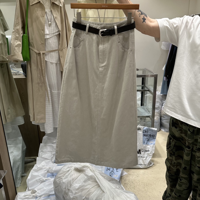 MELO韓國直郵實拍女士新款職業人氣26春夏長裙含腰帶套裝MELO長裙圖色1