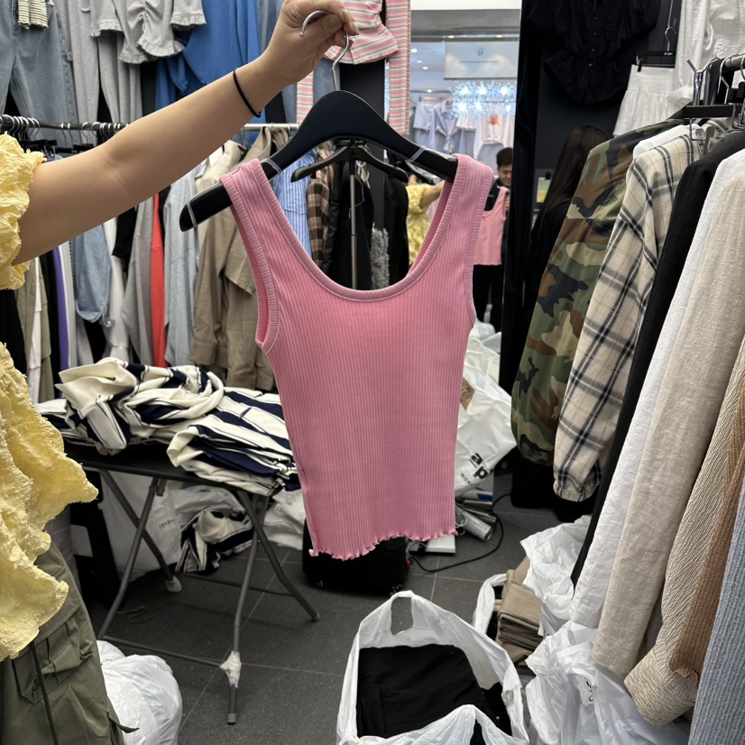 A-DEL韓國東大門代購女裝新款休閑時尚吊帶背心寬松紐扣A-DEL吊帶/背心