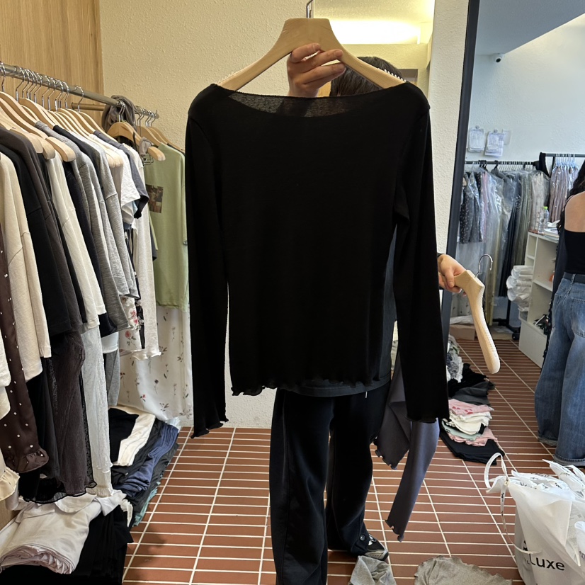 CHOI-L韓國東大門直郵女士新品職業時尚推薦長袖T恤透明CHOI長袖T恤圖色2黑色