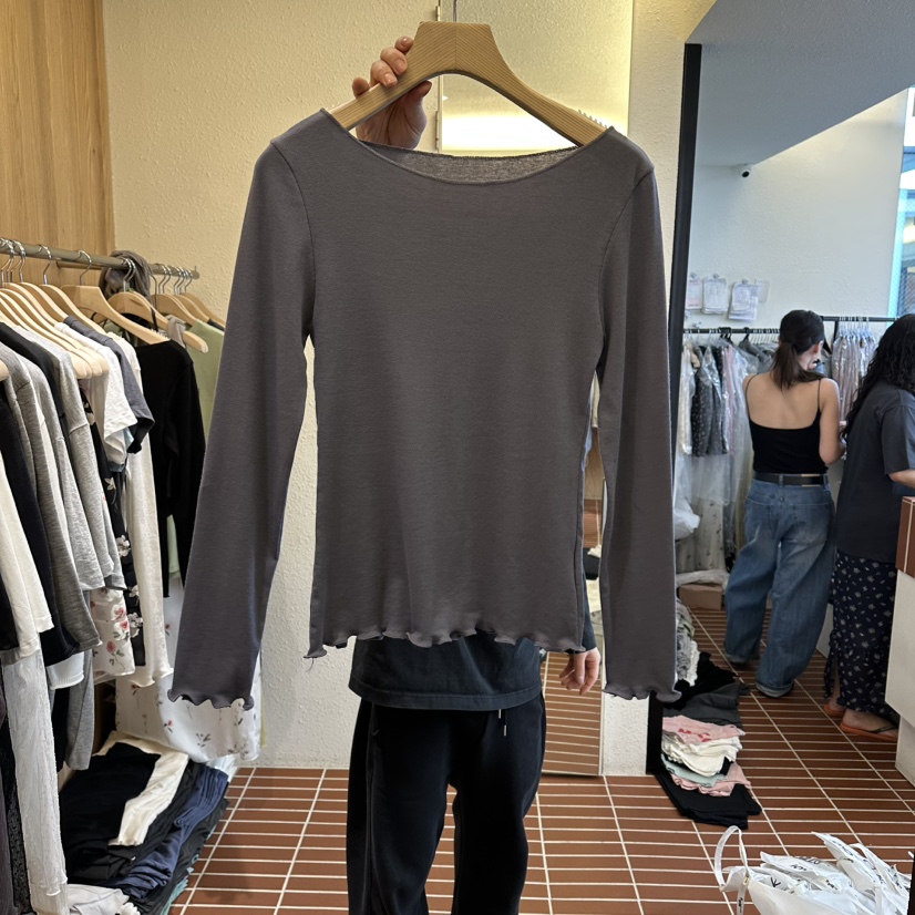 CHOI-L韓國東大門直郵女士新品職業時尚推薦長袖T恤透明CHOI長袖T恤圖色3墨色