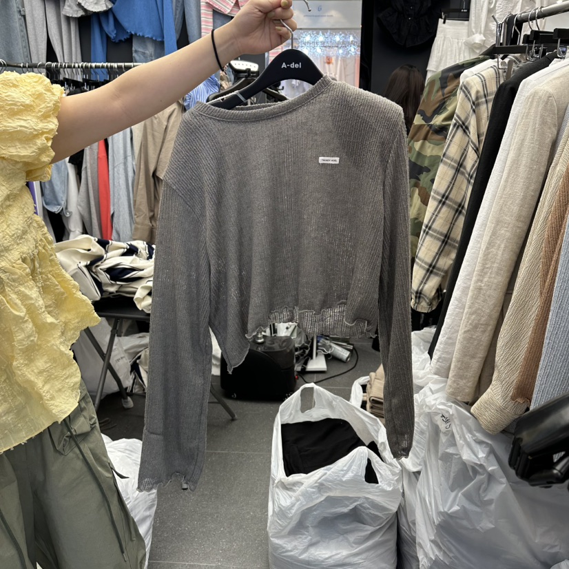 A-DEL韓國直郵實拍女士新款職業時尚推薦針織衫短款針織A-DEL針織衫圖色1