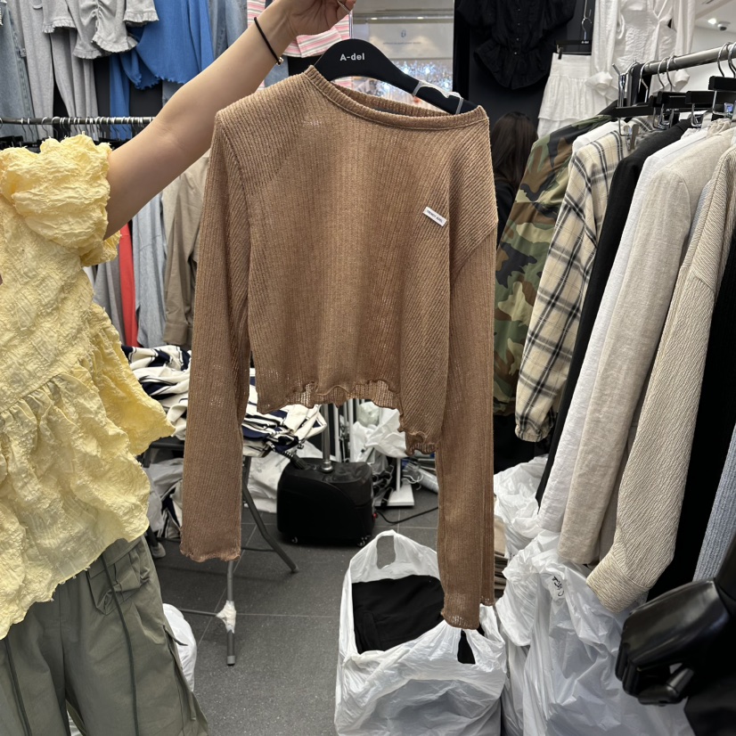 A-DEL韓國直郵實拍女士新款職業時尚推薦針織衫短款針織A-DEL針織衫圖色3