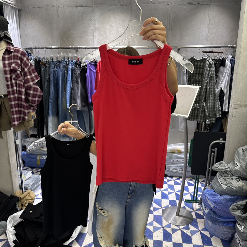 AMOUR韓國直郵實拍女裝新款26春夏休閑職業人氣吊帶背心高領AMOUR吊帶/背心圖色2