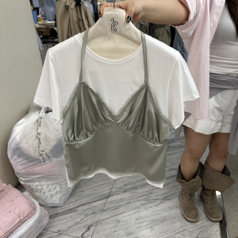 AMOEBA韓國直郵實拍女裝新款職業26春夏熱賣休閑T恤假兩件AMOEBAT恤圖色1