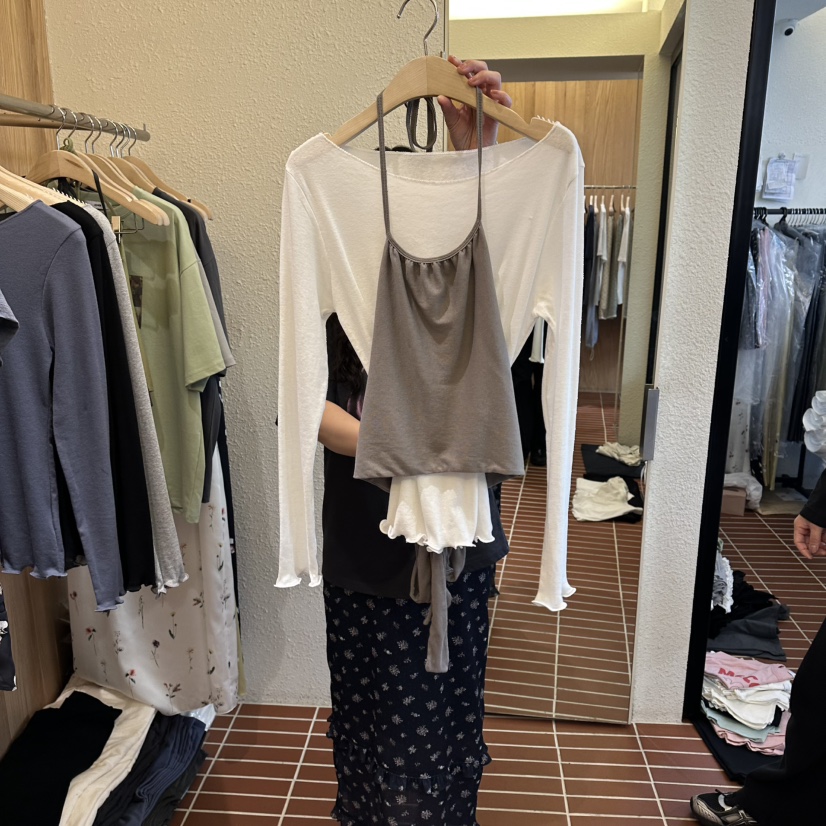 CHOI-L韓國直郵女裝新款職業推薦休閑吊帶背心不含內搭褶皺CHOI吊帶/背心圖色2