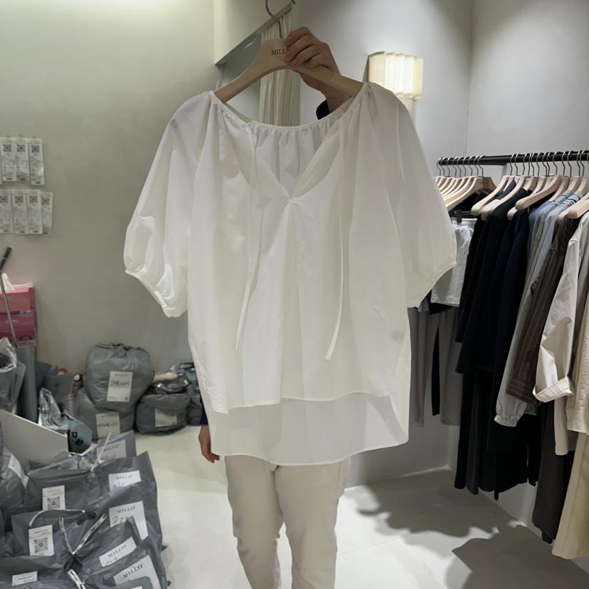 MILLIF韓國代購女士新品休閑人氣職業時尚推薦襯衫蕾絲衫V領MILLIF襯衫/蕾絲衫圖色2