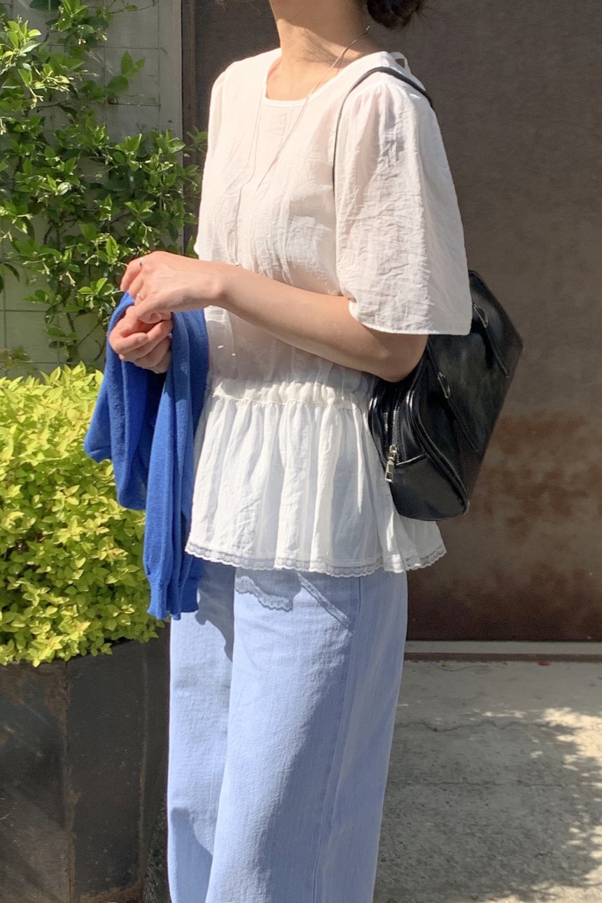 FRILL-T/DADA韓國直郵女士新品人氣推薦襯衫蕾絲衫荷葉邊FRILL-T/DADA襯衫/蕾絲衫