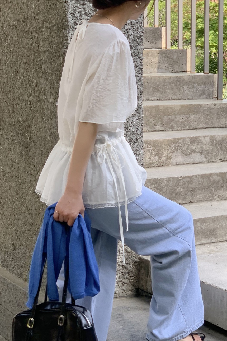 FRILL-T/DADA韓國直郵女士新品人氣推薦襯衫蕾絲衫荷葉邊FRILL-T/DADA襯衫/蕾絲衫