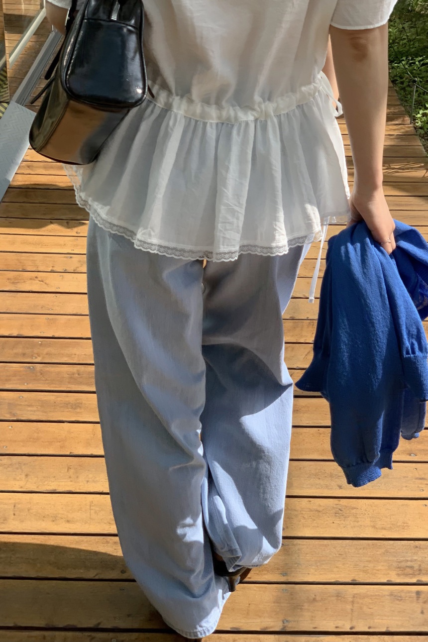 FRILL-T/DADA韓國直郵女士新品人氣推薦襯衫蕾絲衫荷葉邊FRILL-T/DADA襯衫/蕾絲衫