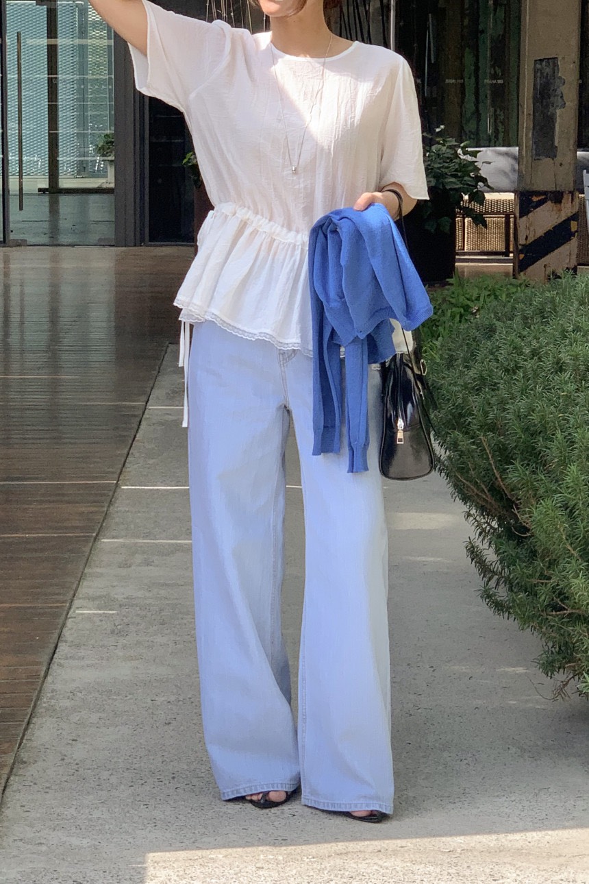 FRILL-T/DADA韓國直郵女士新品人氣推薦襯衫蕾絲衫荷葉邊FRILL-T/DADA襯衫/蕾絲衫