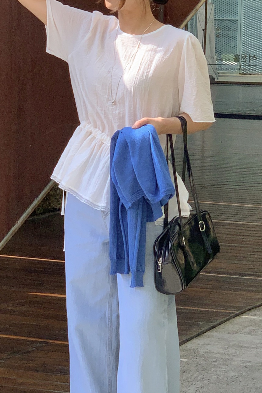 FRILL-T/DADA韓國直郵女士新品人氣推薦襯衫蕾絲衫荷葉邊FRILL-T/DADA襯衫/蕾絲衫