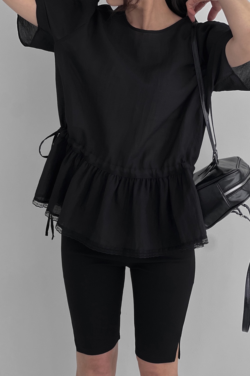 FRILL-T/DADA韓國直郵女士新品人氣推薦襯衫蕾絲衫荷葉邊FRILL-T/DADA襯衫/蕾絲衫