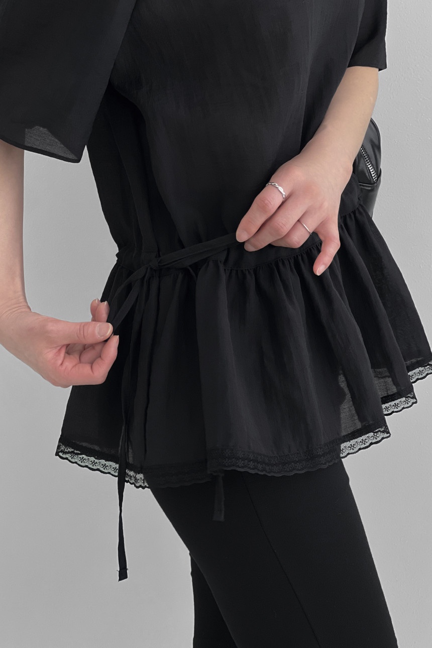 FRILL-T/DADA韓國直郵女士新品人氣推薦襯衫蕾絲衫荷葉邊FRILL-T/DADA襯衫/蕾絲衫