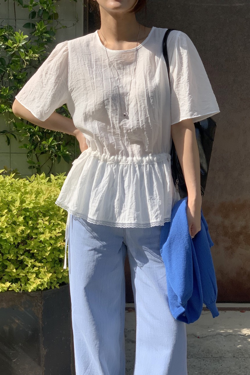 FRILL-T/DADA韓國直郵女士新品人氣推薦襯衫蕾絲衫荷葉邊FRILL-T/DADA襯衫/蕾絲衫圖色1