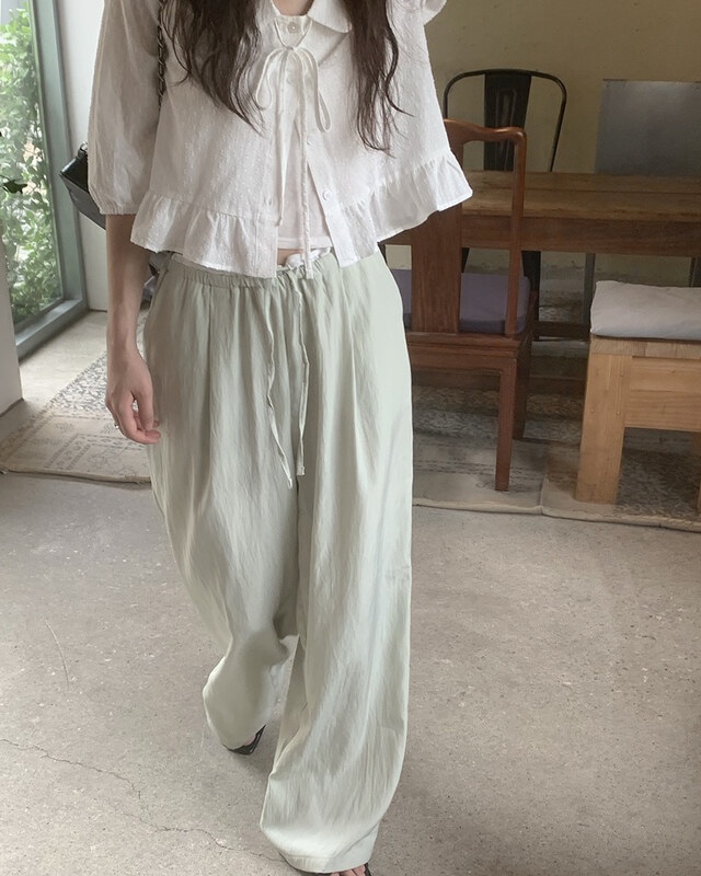 FRILL-T/DADA東大門代購女士新款推薦休閑26春夏休閑褲撞色FRILL-T/DADA休閑褲