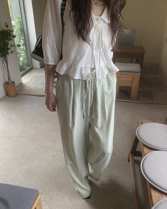 FRILL-T/DADA東大門代購女士新款推薦休閑26春夏休閑褲撞色FRILL-T/DADA休閑褲