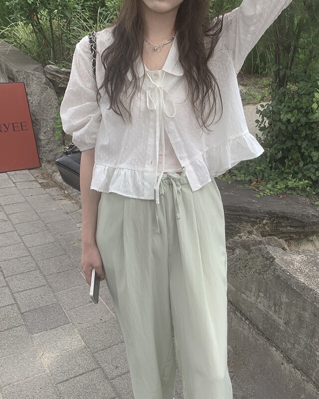 FRILL-T/DADA東大門代購女士新款推薦休閑26春夏休閑褲撞色FRILL-T/DADA休閑褲