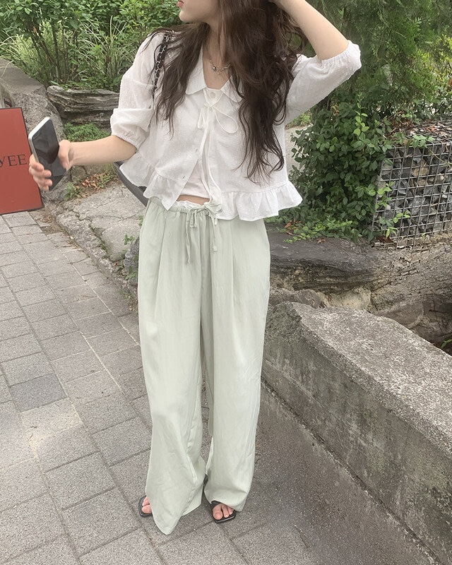 FRILL-T/DADA東大門代購女士新款推薦休閑26春夏休閑褲撞色FRILL-T/DADA休閑褲