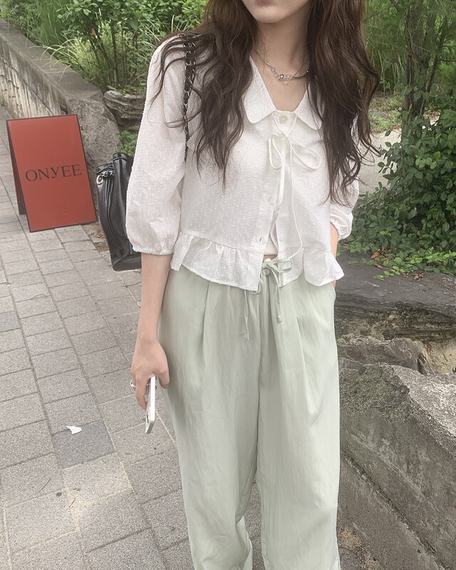 FRILL-T/DADA東大門代購女士新款推薦休閑26春夏休閑褲撞色FRILL-T/DADA休閑褲