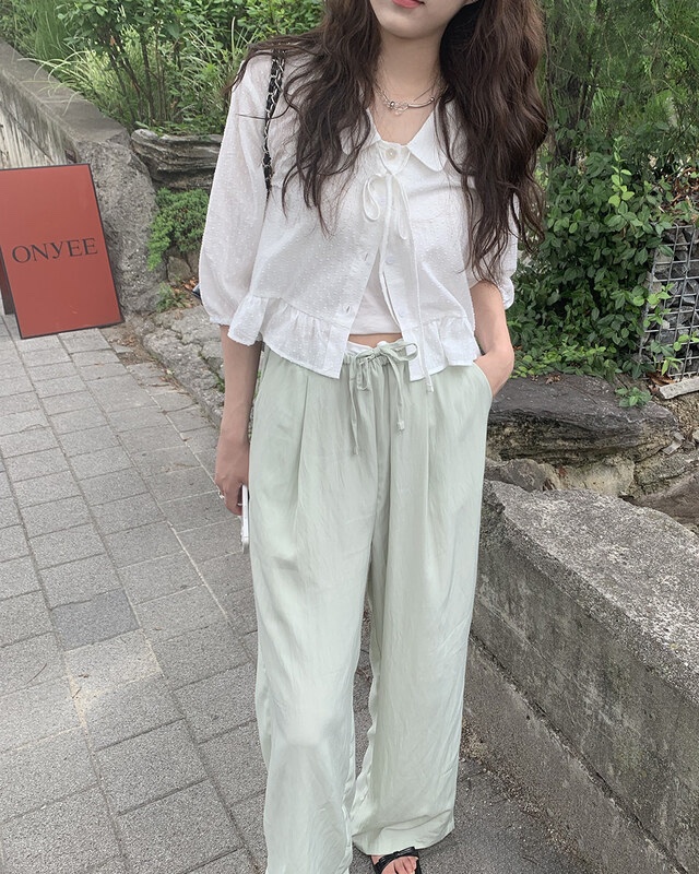 FRILL-T/DADA東大門代購女士新款推薦休閑26春夏休閑褲撞色FRILL-T/DADA休閑褲