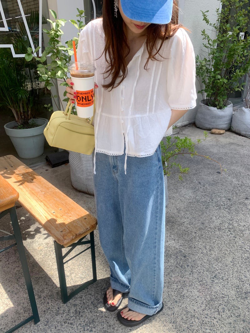 FRILL-T/DADA東大門實拍女士新品休閑推薦職業襯衫蕾絲衫FRILL-T/DADA襯衫/蕾絲衫