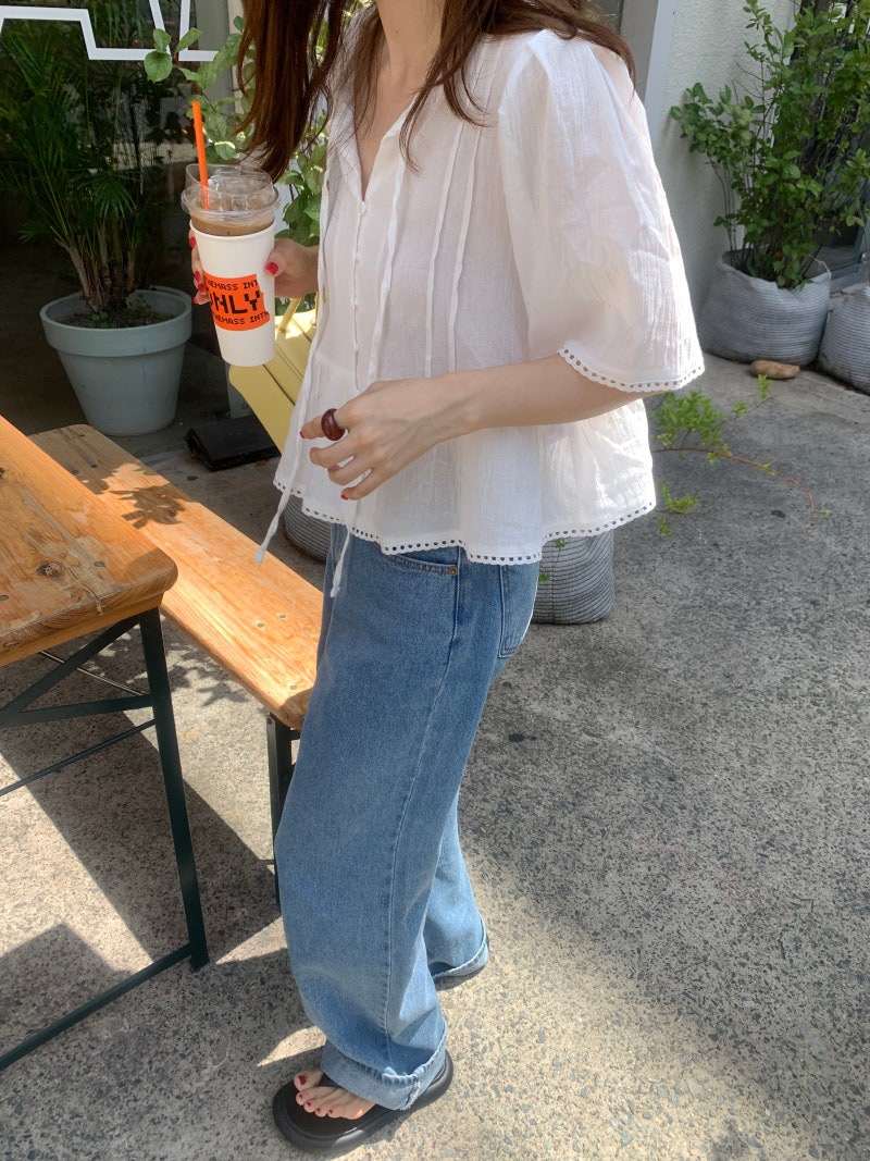 FRILL-T/DADA東大門實拍女士新品休閑推薦職業襯衫蕾絲衫FRILL-T/DADA襯衫/蕾絲衫