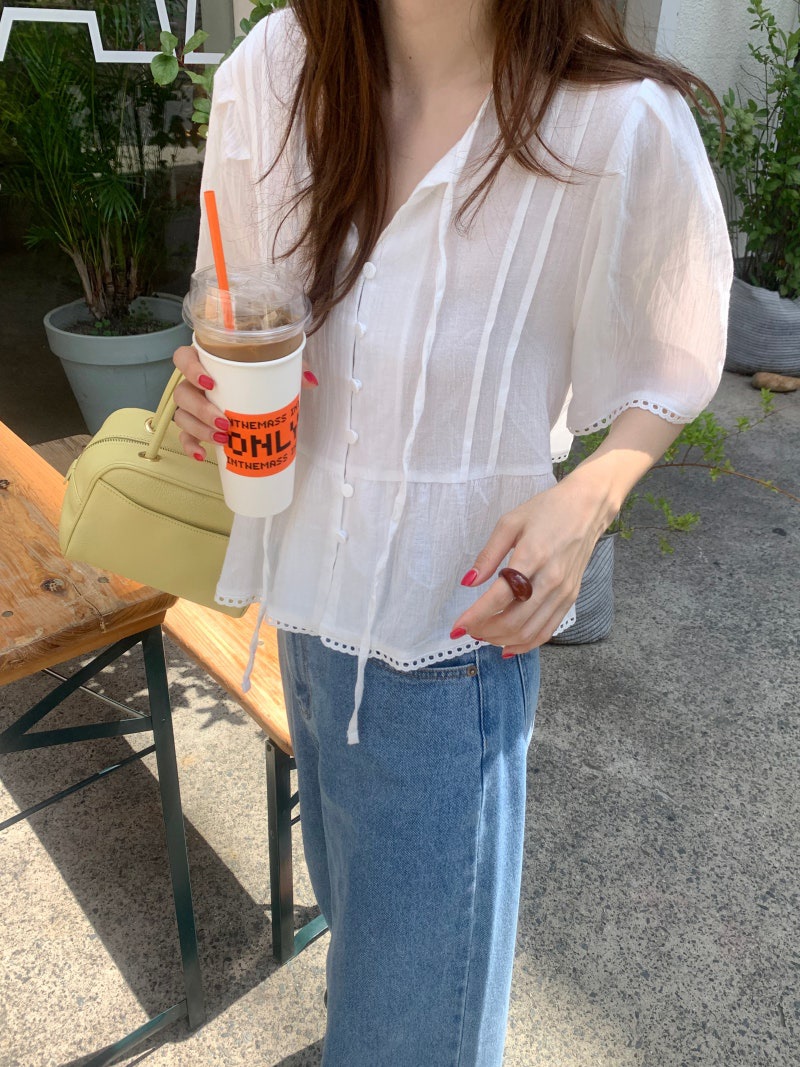 FRILL-T/DADA東大門實拍女士新品休閑推薦職業襯衫蕾絲衫FRILL-T/DADA襯衫/蕾絲衫