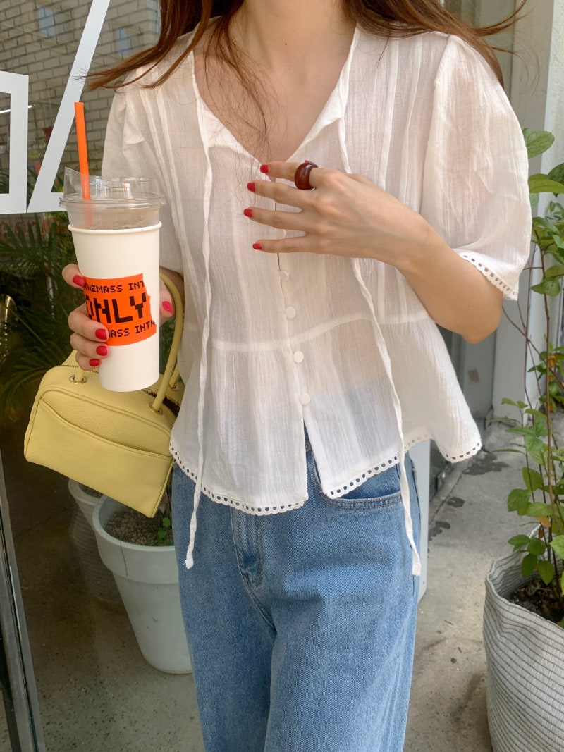 FRILL-T/DADA東大門實拍女士新品休閑推薦職業襯衫蕾絲衫FRILL-T/DADA襯衫/蕾絲衫