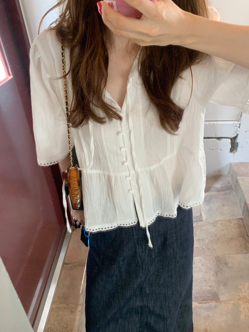 FRILL-T/DADA東大門實拍女士新品休閑推薦職業襯衫蕾絲衫FRILL-T/DADA襯衫/蕾絲衫