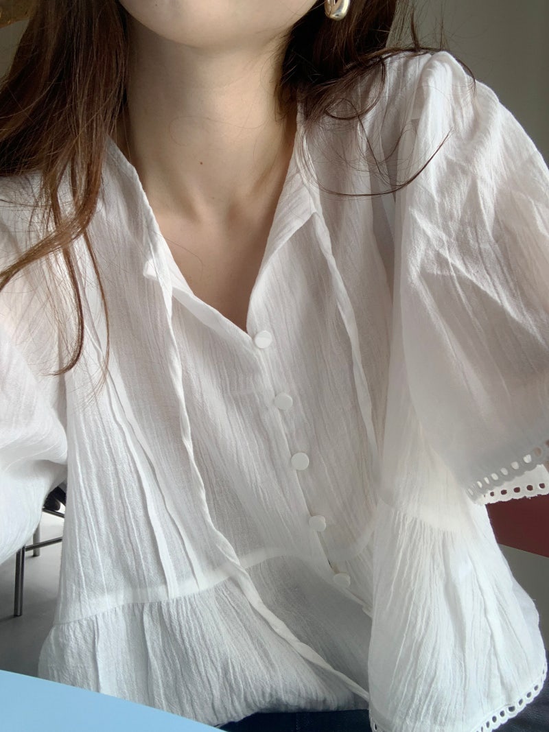 FRILL-T/DADA東大門實拍女士新品休閑推薦職業襯衫蕾絲衫FRILL-T/DADA襯衫/蕾絲衫