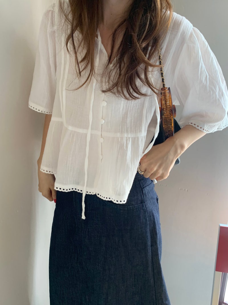 FRILL-T/DADA東大門實拍女士新品休閑推薦職業襯衫蕾絲衫FRILL-T/DADA襯衫/蕾絲衫圖色1