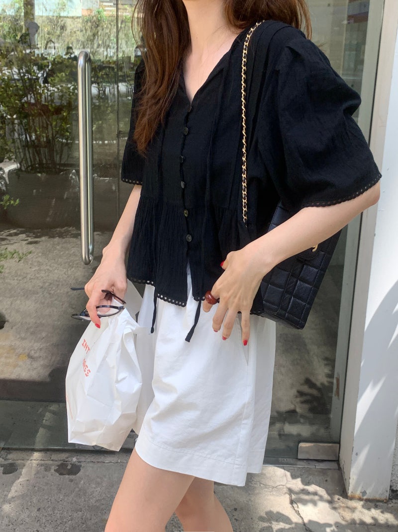 FRILL-T/DADA東大門實拍女士新品休閑推薦職業襯衫蕾絲衫FRILL-T/DADA襯衫/蕾絲衫圖色2