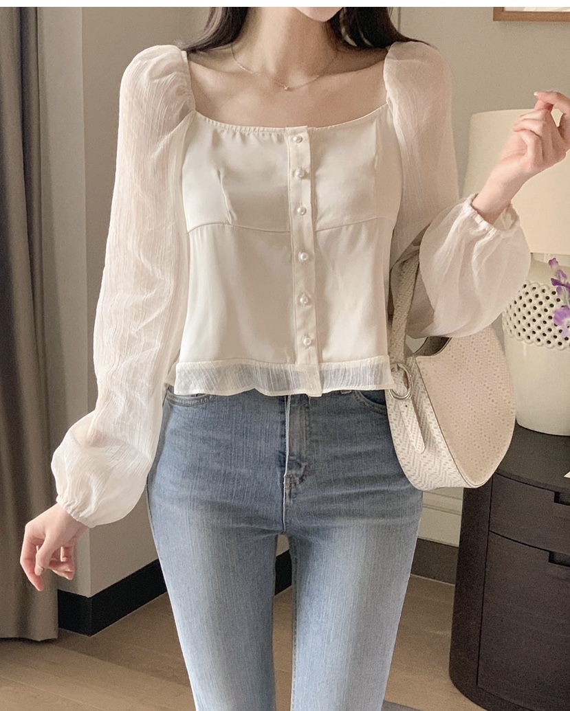 FRILL-T/DADA東大門直郵女裝新品熱賣休閑襯衫蕾絲衫透視FRILL-T/DADA襯衫/蕾絲衫