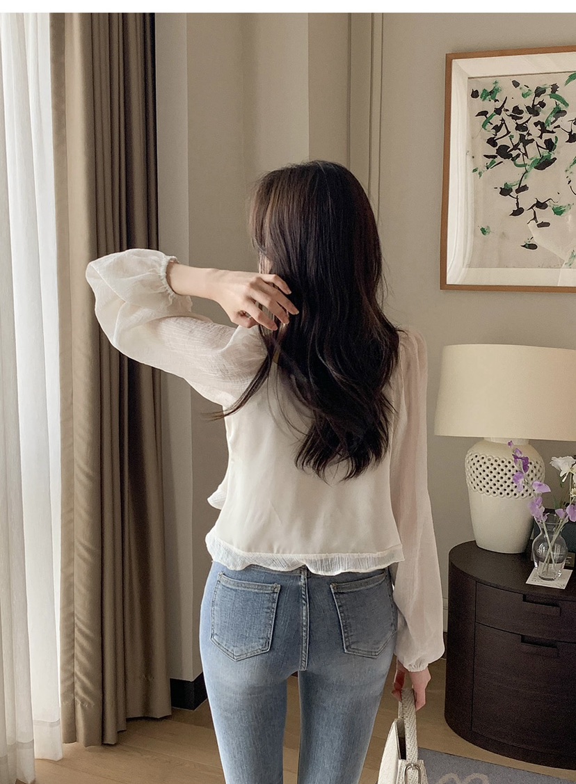 FRILL-T/DADA東大門直郵女裝新品熱賣休閑襯衫蕾絲衫透視FRILL-T/DADA襯衫/蕾絲衫