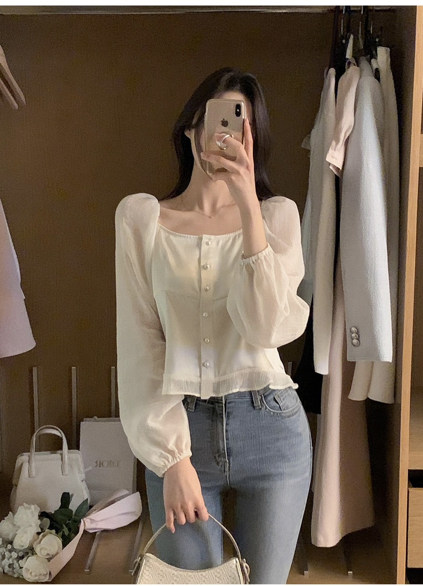 FRILL-T/DADA東大門直郵女裝新品熱賣休閑襯衫蕾絲衫透視FRILL-T/DADA襯衫/蕾絲衫