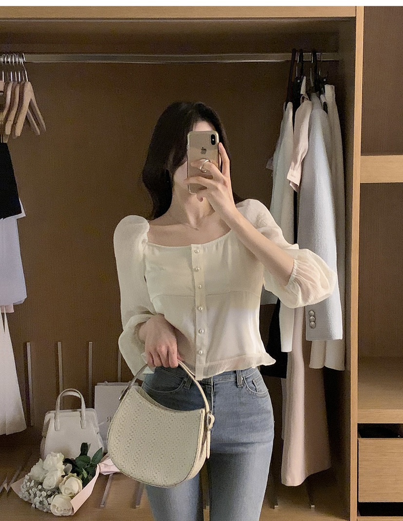 FRILL-T/DADA東大門直郵女裝新品熱賣休閑襯衫蕾絲衫透視FRILL-T/DADA襯衫/蕾絲衫