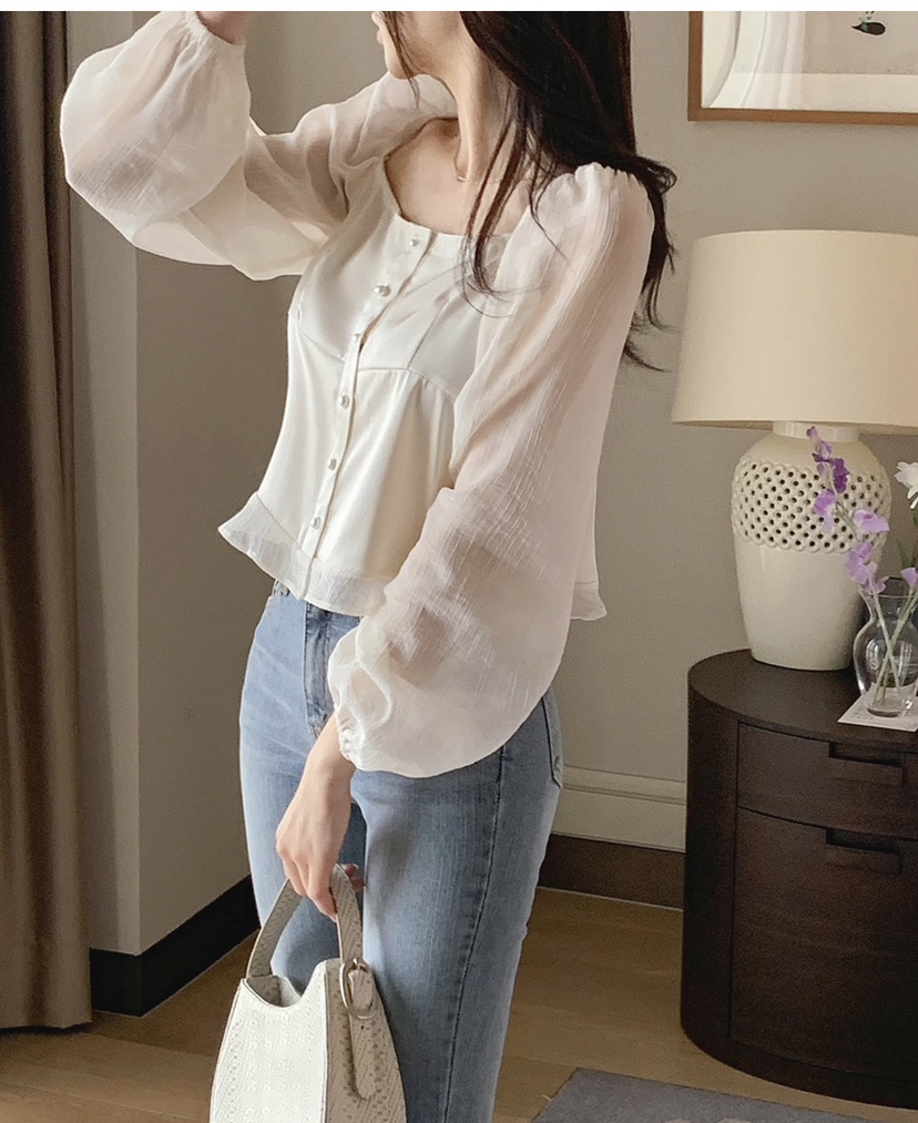 FRILL-T/DADA東大門直郵女裝新品熱賣休閑襯衫蕾絲衫透視FRILL-T/DADA襯衫/蕾絲衫