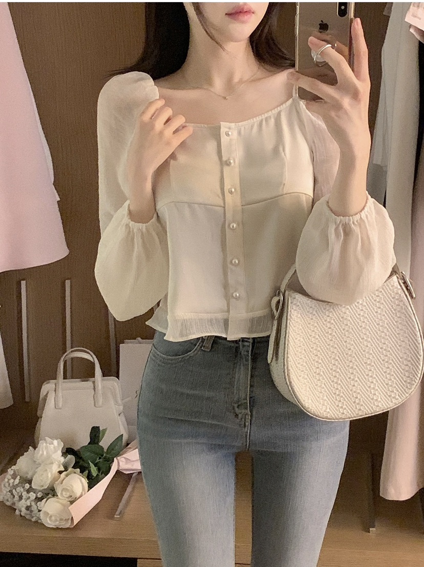 FRILL-T/DADA東大門直郵女裝新品熱賣休閑襯衫蕾絲衫透視FRILL-T/DADA襯衫/蕾絲衫