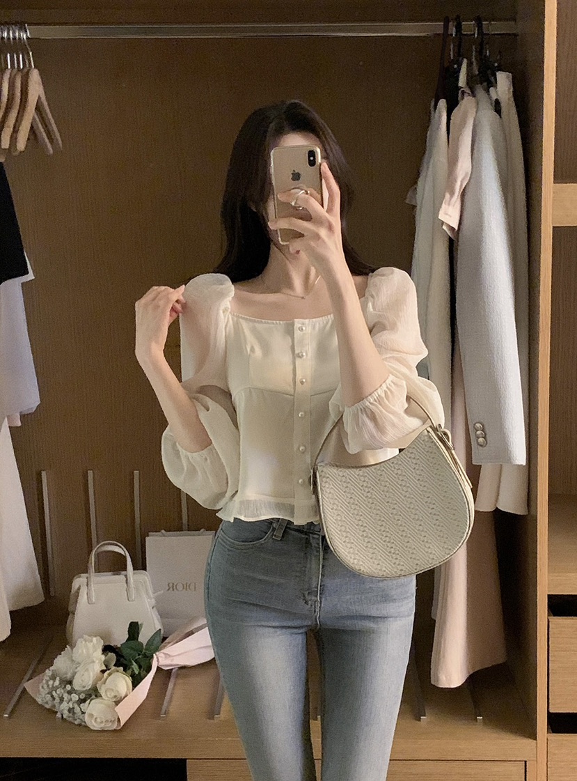 FRILL-T/DADA東大門直郵女裝新品熱賣休閑襯衫蕾絲衫透視FRILL-T/DADA襯衫/蕾絲衫