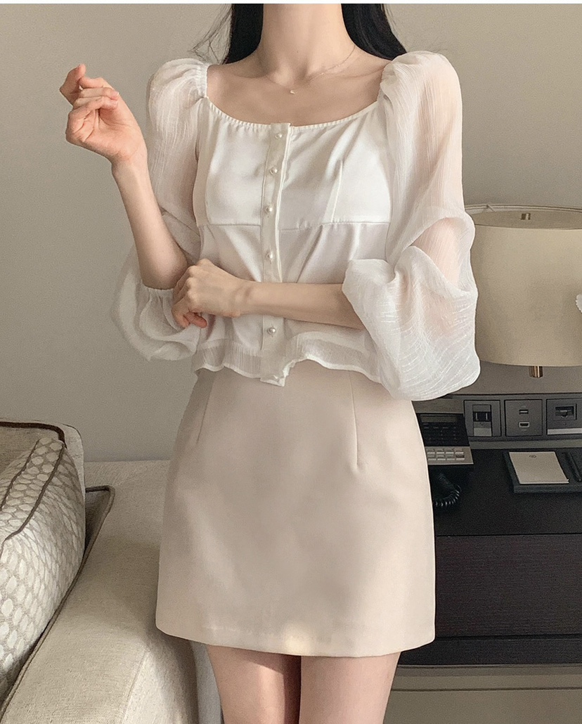 FRILL-T/DADA東大門直郵女裝新品熱賣休閑襯衫蕾絲衫透視FRILL-T/DADA襯衫/蕾絲衫