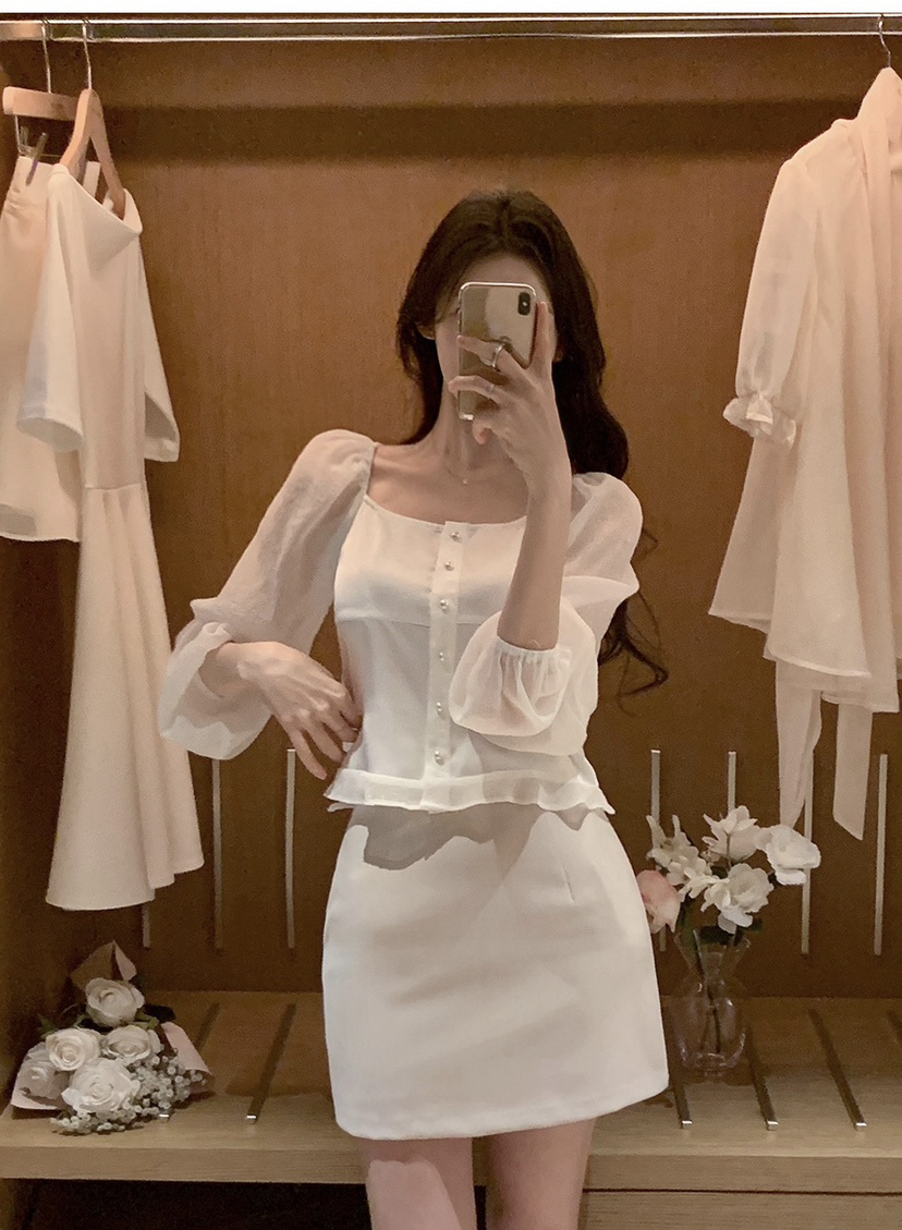 FRILL-T/DADA東大門直郵女裝新品熱賣休閑襯衫蕾絲衫透視FRILL-T/DADA襯衫/蕾絲衫